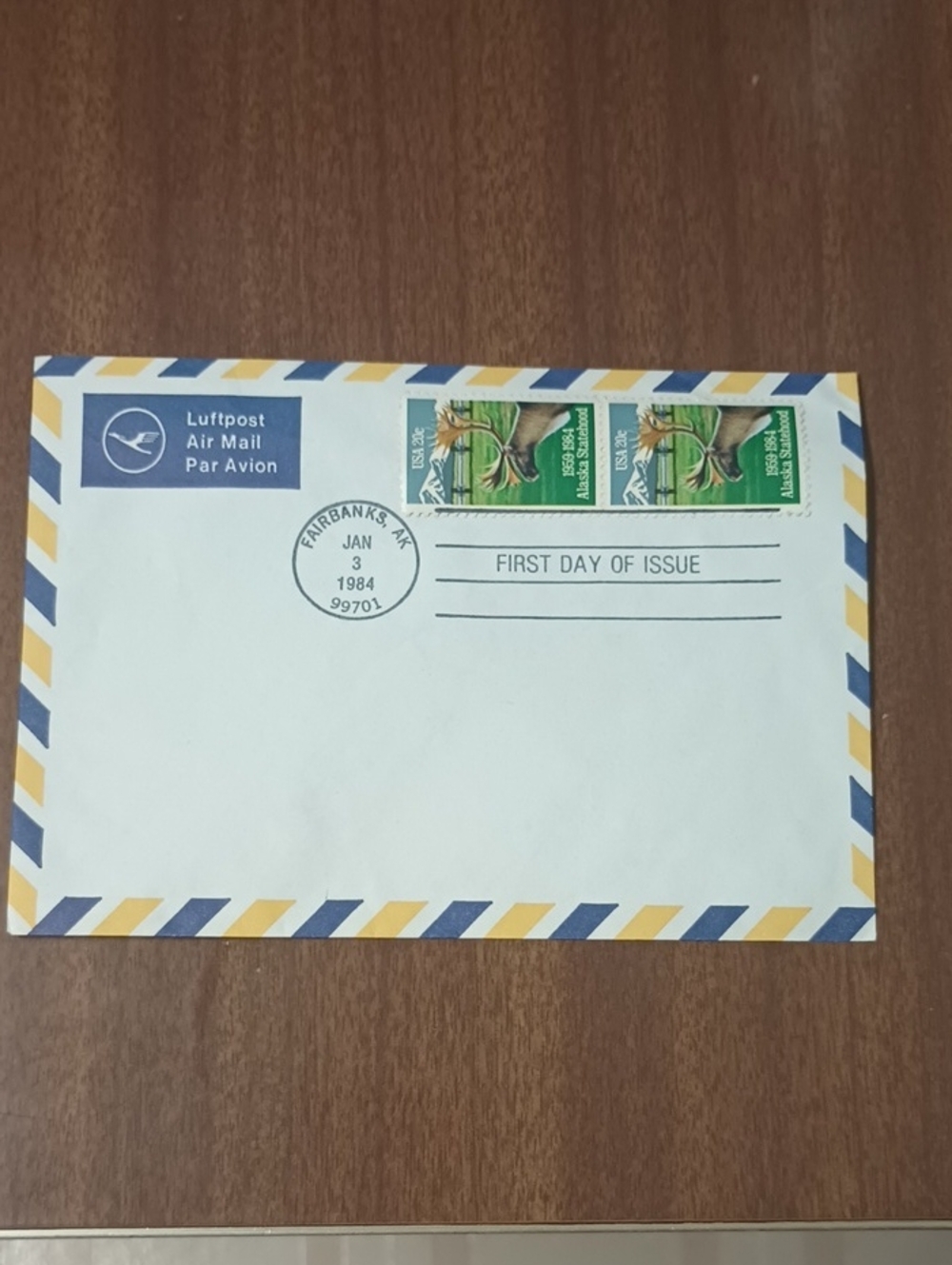 Air Mail First Day of Issue Envelope with Stamps